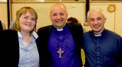 Emma Fleming (former parish reader), the Rt Rev Alan Abernethy (Bishop of Connor) and the Rev Don Gamble (interim minister).